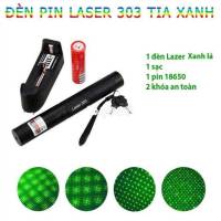 Đèn Pin Laser 303 Tia Xanh-Đỏ Siêu Sáng Kèm Pin-Sạc  