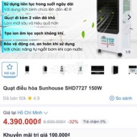 Quạt Điều Hòa Sunhouse SHD7727 remote giá kho