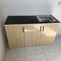 Tủ bếp nhựa đài loan vân gỗ mặ dán gạch men