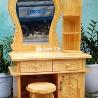 Bàn Phấn Kèm Ghế Gỗ Thông Cao Cấp