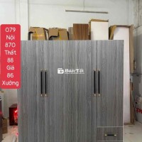 tủ quầnáo nhựa 4 cánh mở màu vân gỗ #kt:180x200cm