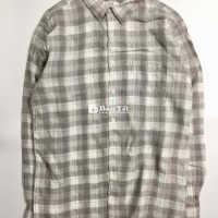 (2hand)Sơ mi caro Uniqlo xám trắng size L