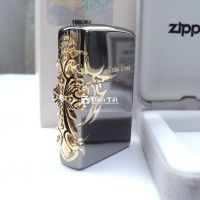 Siêu phẩm Zippo Mỹ mạ vàng 18K đính đá - Hàng hiếm!