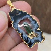 Mặt dây chuyền hốc thạchanh nhũ cắt lát,Tuamalin.e