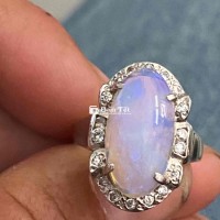 nhẫn bạc đính đá opal thiên nhiên