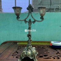 Thanh lý chân nến đồng pháp cổ mạ bạc