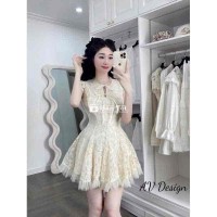 váy ren hoa phối bèo lưới