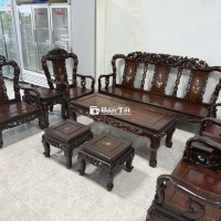 Thanh lý bộ bàn ghế 10 món đục khảm.nhiều năm tuổi