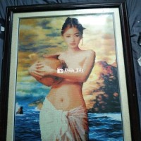 Tranh thêu gắn cườm