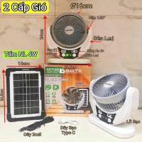 Quạt Tích Điện Năng Lượng Mặt Trời + Sạc Điện GD-8
