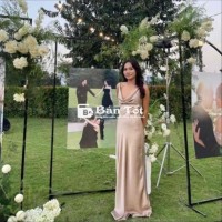 Váy lụa màu nâu khói