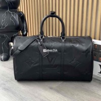 Túi Trống Du Lịch LV Đen Dập Vân Chìm