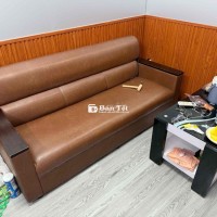 Ghế gỗ da + bàn kính mới 95%