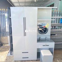 Tủ Áo Nhựa Cửa Mở + Bàn Phấn KT 1 Mét 40 - Tủ 2 Cánh Kết Hợp Bàn Trang Điểm