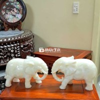 Cặp Voi Trắng bằng Bạch Ngọc onix siêu Vip 19kg