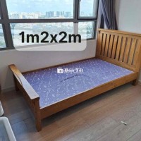 Giường 1m2 - Thanh lý giường gỗ tự nhiên kèm nệm  