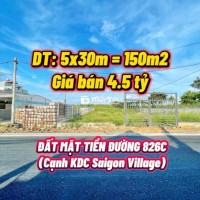 Bán đất 5x30m - Mặt tiền đường 826C, Ấp 4, Long Hậu - chỉ 4.5 tỷ  