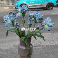 Chậu trưng bông thủy tinh nâu