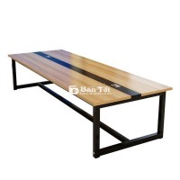 Bàn Họp Chân Sắt, Bàn Làm Việc Nhóm 2m4x1m2 Tồn Kho Giá Rẻ