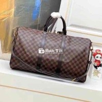 Túi Trống Du Lịch Nâu Hoạ Tiết Caro