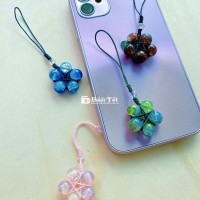Dây đeo điện thoại handmade 5 hạt thuỷ tinh  