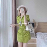 Đầm sơ mi nhún