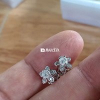 Bán đôi hoa tai vàng 10k full kim cương tự nhiên  