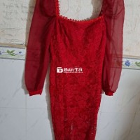 Đầm ôm đỏ ren dáng dài tay dài