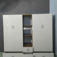 TỦ NHỰA 4 CÁNH KHUNG MÀU ÓC CHÓ CÁNH TRẮNG