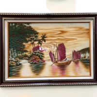 Tranh đá quý cũ, đính kết thủ công: Thuyền buồm