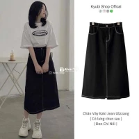 Thanh lí chân váy jeans kaki cạp chun size XL