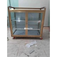 THANH LÝ TỦ CHÉN NHÔM KÍNH LOẠI CÓ BÁNH XE