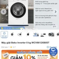 Máy giặt Beko Inverter 8 kg WCV8612XB0ST