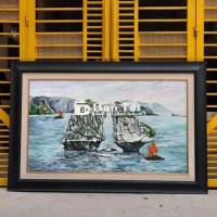 Tranh sơn dầu cũ Hòn Trống Mái( khung gỗ)