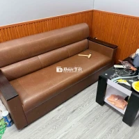 Ghế gỗ da + bàn kính mới 95%