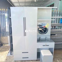 Tủ Áo Nhựa Cửa Mở + Bàn Phấn KT 1 Mét 40 - Tủ 2 Cánh Kết Hợp Bàn Trang Điểm