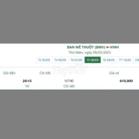 BAN MÊ THUỘT (BMV) - VINH - VÉ MÁY BAY GIÁ RẺ