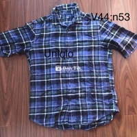 Áo sơ mi Uniqlo size L, sọc ca rô xanh dương, không lỗi  