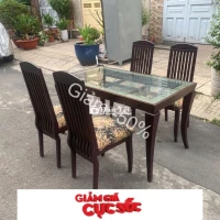 BÀN GỖ 1M4 KÈM 4 GHẾ - GIÁ TỐT!