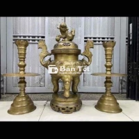 bộ lư đồng tam sự xưa to đẹp cao 56cm nặng 13,5kg