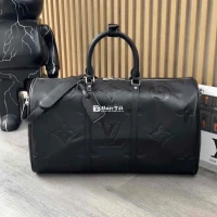 Túi Trống Du Lịch LV Đen Dập Vân Chìm