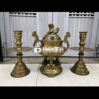 bộ lư đồng tam sự Huế chữ Thọ xưa cao 40cm