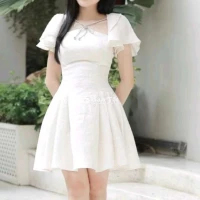 Đầm xòe tay cánh tiên + Nơ đính đá