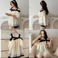 Set áo trễ vai mix quần short siêu xinh