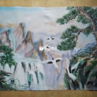 Tranh vải tùng hạc phi thiên họa sĩ vẽ có chữ ký