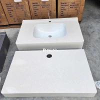 Bàn đá chậu lavabo âm tràn viền bo góc kt 50.80