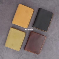 Ví đứng Titan may viền X da bò thật hàng thủ công