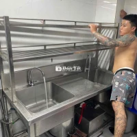 Thanh lý bồn rữa đôi có kệ