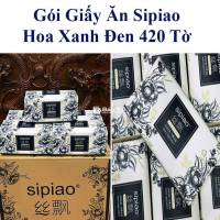 Gói Giấy Ăn Sipiao Hoa Xanh Đen 420 Tờ Siêu Dai