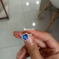 Nhẫn Nữ đính đá ruby xanh dương Ni 17 tay nữ đeo siêu đẹp